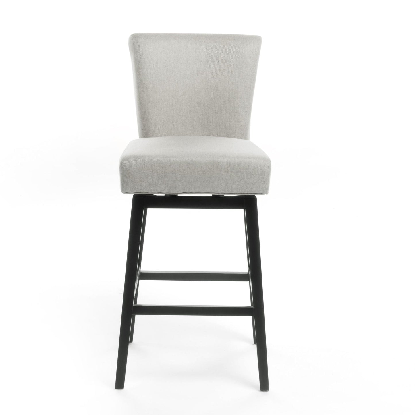 Quicksilvered Upholstered Swivel Counter Stool With Wood Legs - Beige