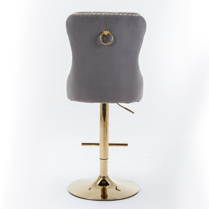 Thick Swivel Barstools Adjusatble Seat Height From 25-33", Modern Upholstered Bar Stools With Backs Comfortable Tufted For Home Pub And Kitchen Island (Set of 2)