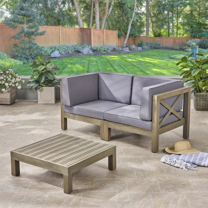 Brava X-Back 2 Seater Sectional Loveseat with Coffee Table