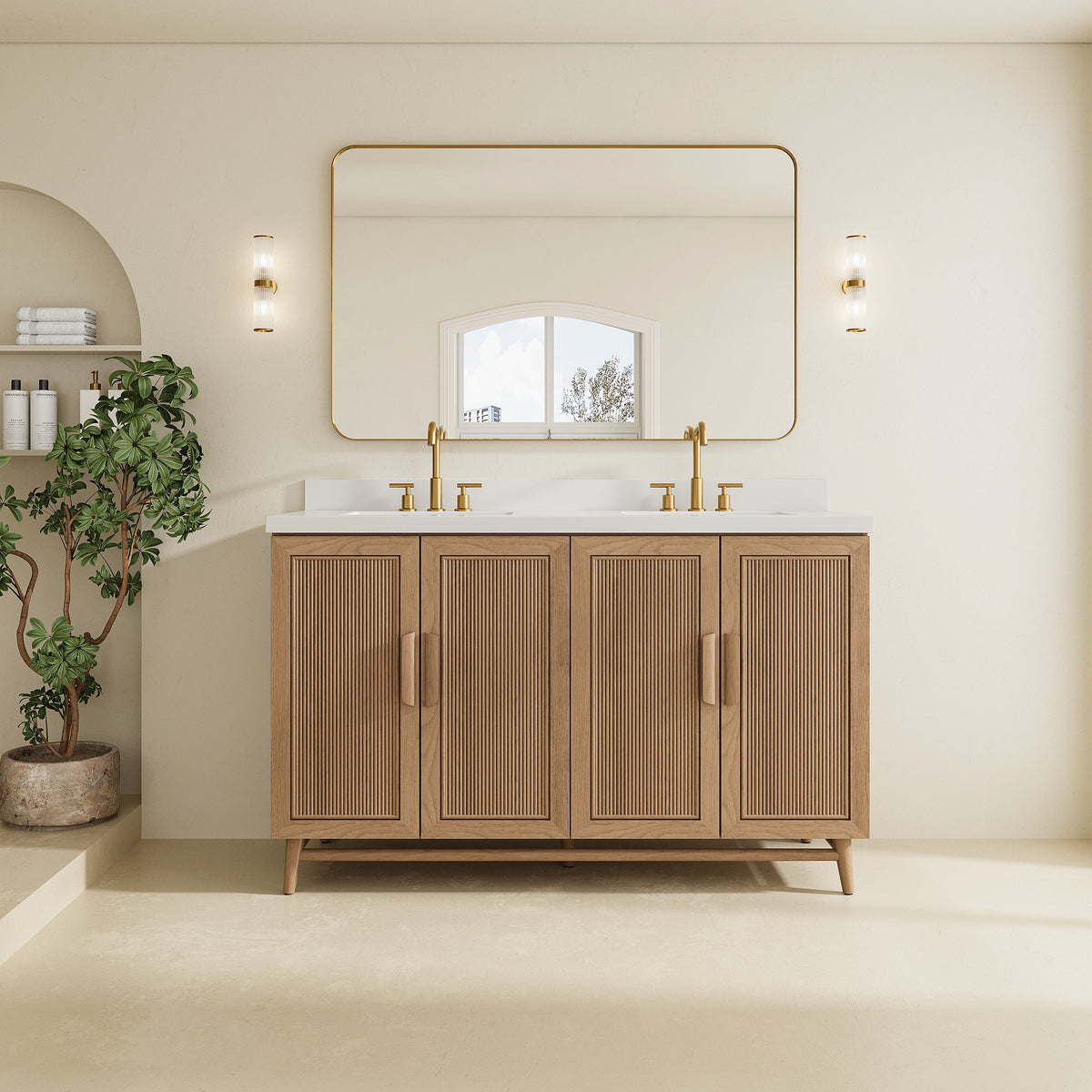Fully Assembled 60'' Light Coffee Single Sink Bathroom Vanity