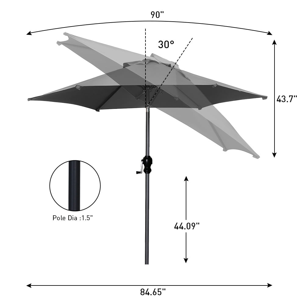 Ainfox 7.5FT Patio Umbrella Outdoor Table Umbrella,Market Umbrella with Push Button Tilt and Crank for Garden, Lawn, Deck, Backyard & Pool