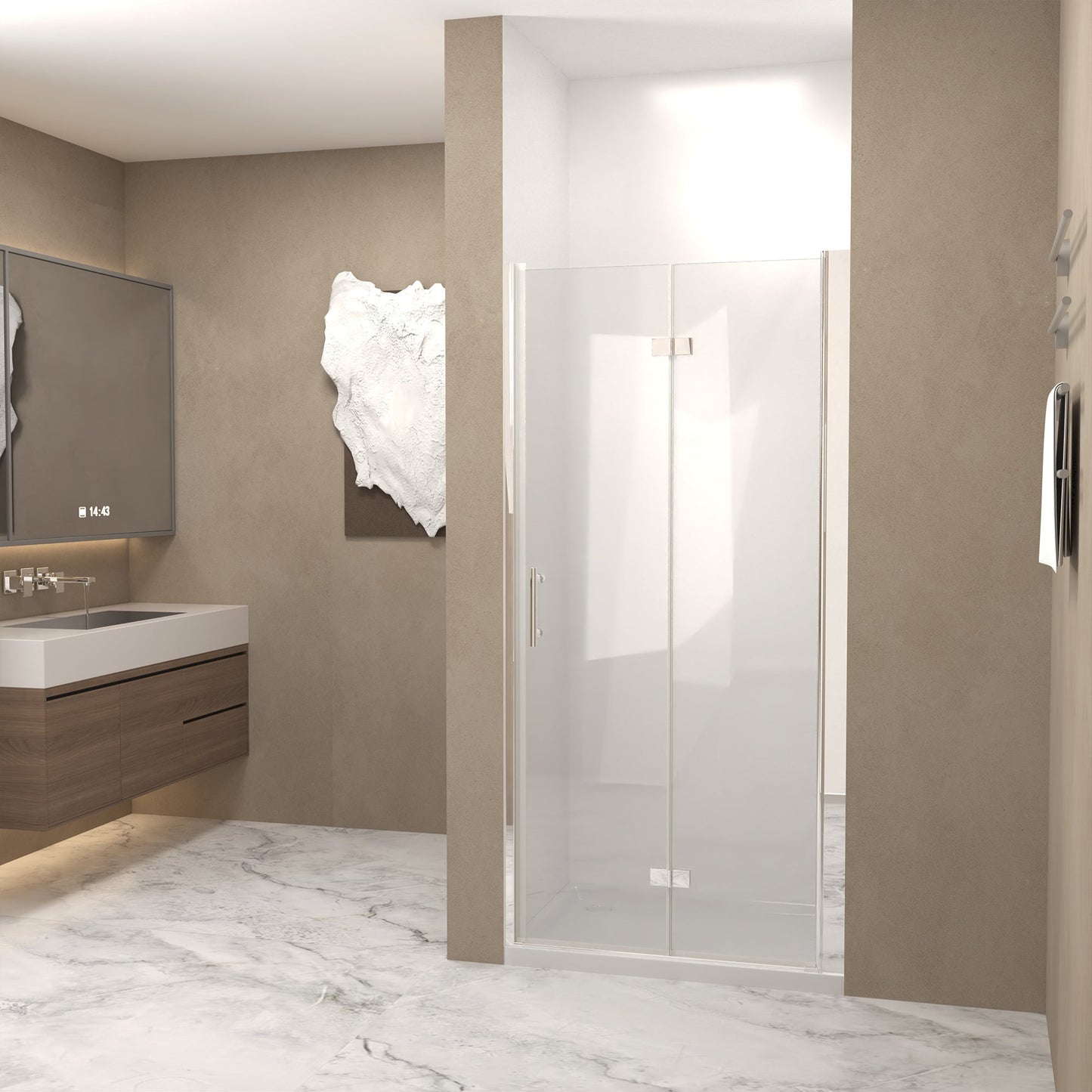 31-30"x 72" Bifold Shower Door, 1/4" (6mm) Tempered Glass
