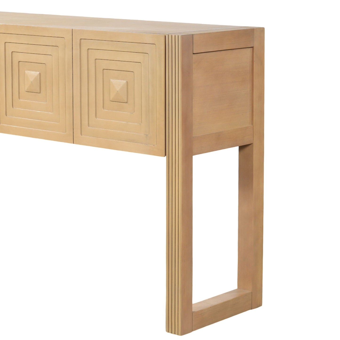 Geometric Carved Console Table With 3 Soft Close Drawers