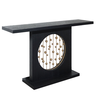 Console Table With Circular Art Decor For Living Room - Multi