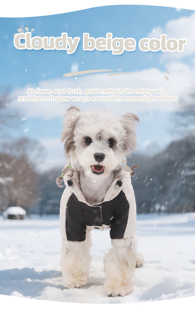 Water Resistant Dog Winter Coat, Graphene Thermal Warm Four Legged Dog Snow Jacket Hooded Pet Cold Weather Snowsuit, Windproof Padded Dog Clothes For Small Medium Dogs