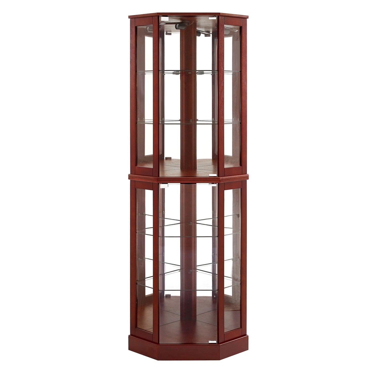 6 Shelf Corner Curio Display Cabinet With Lights, Mirrors And Adjustable Shelves