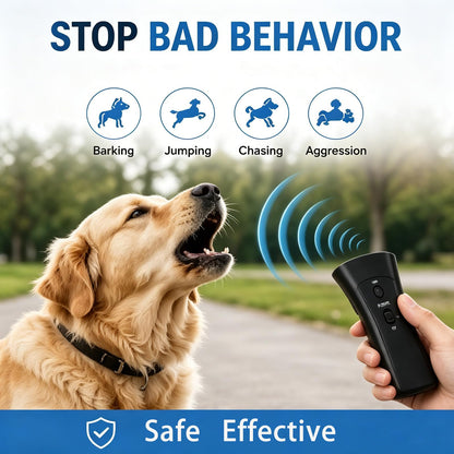 Trainer Ultrasonic For Dogs, Anti Barking Device, Portable Ultrasonic Dog Barking, Anti Barking Dog Training Device With Flashlight With LED Light, 3 Training Modes For Indoor Outdoor