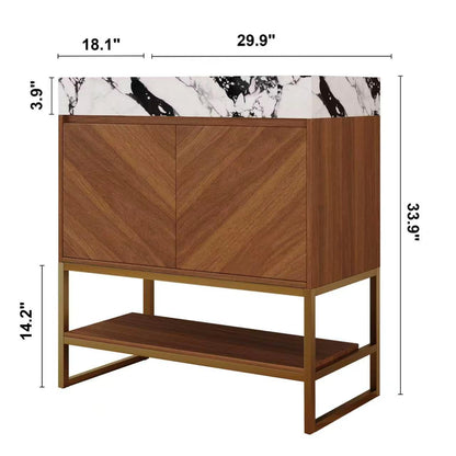 29.9" Modern Free-standing Bathroom Vanity with Ceramic Sink