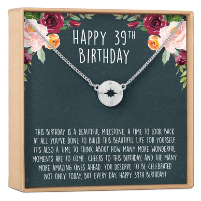 39th Birthday Necklace, Multiple Styles