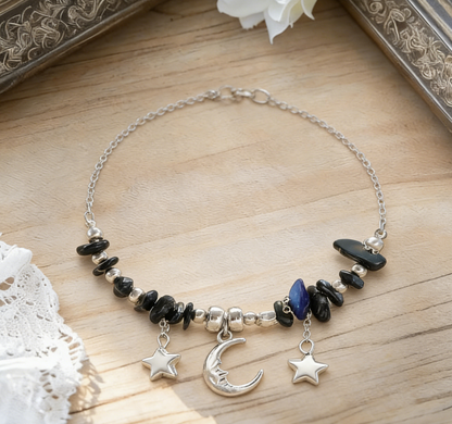 Colorful Chip Stone Boho Sun Moon Necklace