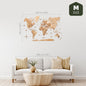 3D Wooden World Map Gold