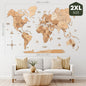 3D Wooden World Map Gold