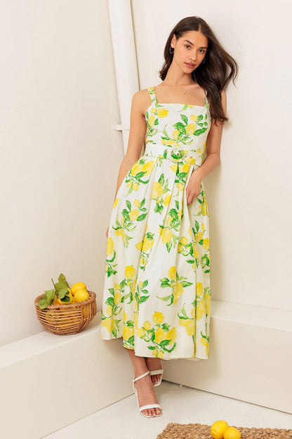 BEAMING PERFECTION IVORY WOVEN MIDI DRESS