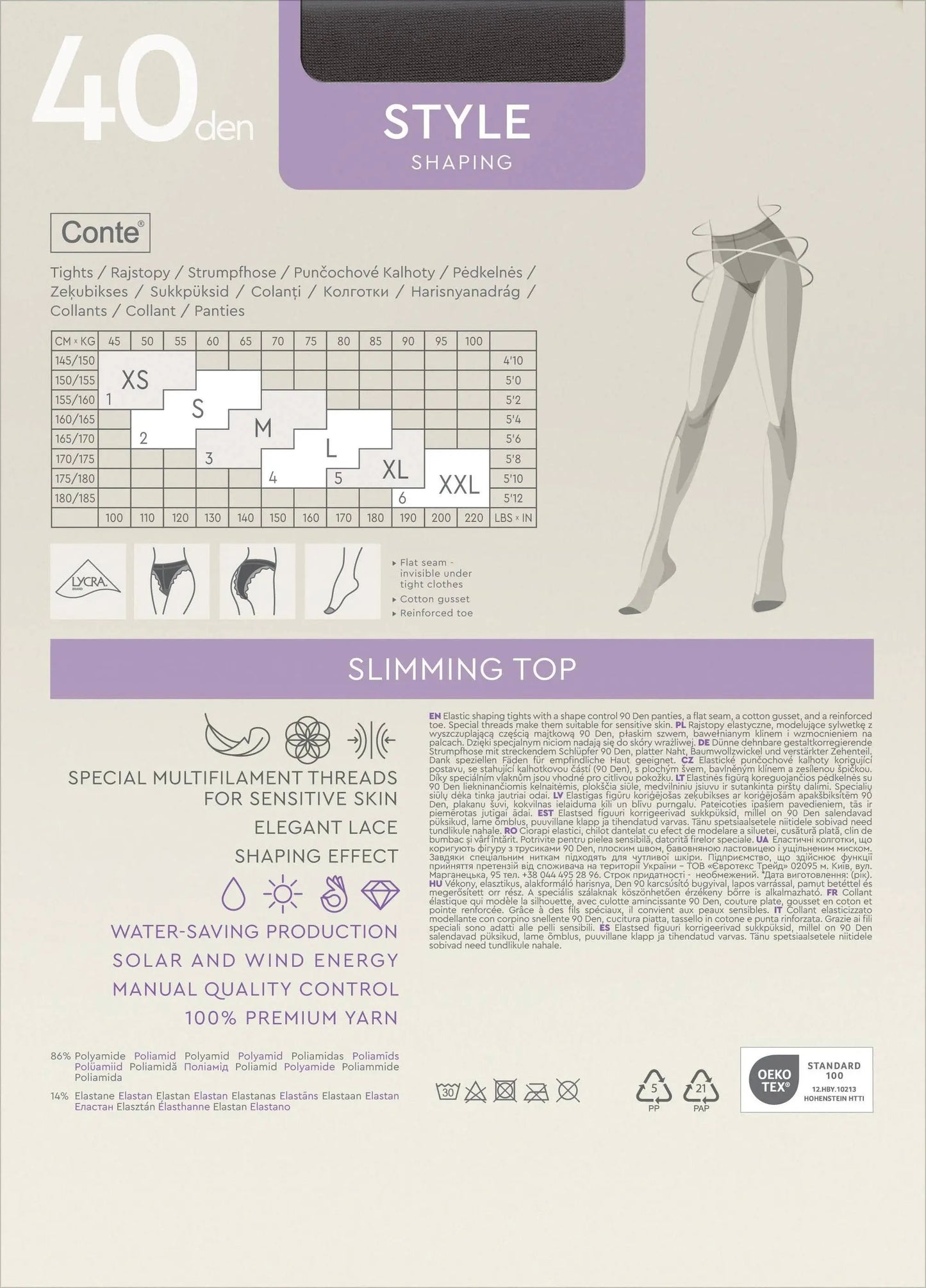 Tights Conte Style 40 Den - Ajour Control Top