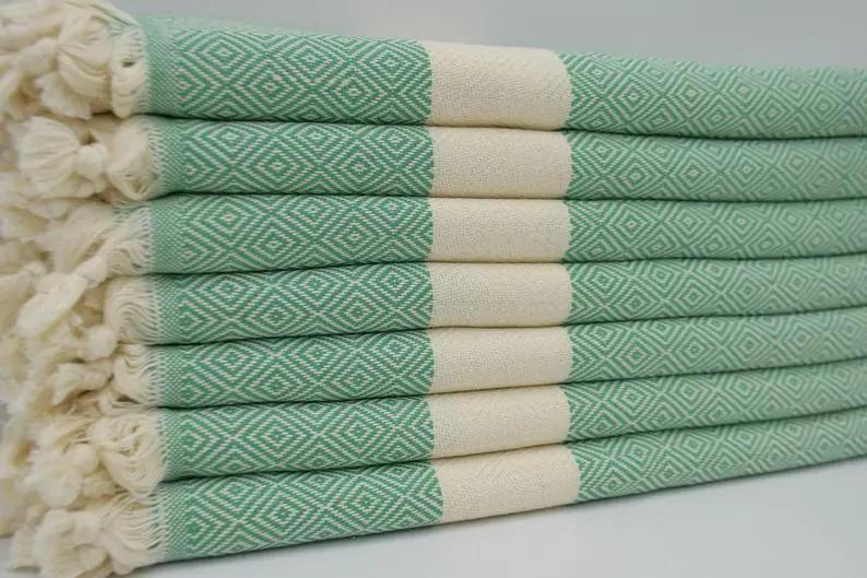 Turkish Bath Towel - 100% Cotton - Green Venice Design