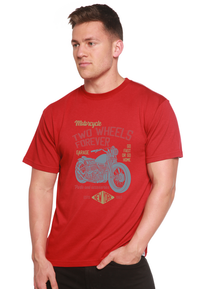 Two Wheels Forever Men's Bamboo Viscose/Organic Cotton Short Sleeve Graphic T-Shirt
