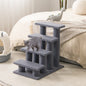 24 Inch 4-Step Pet Stairs Carpeted Ladder Ramp Scratching Post Cat Tree Climber-Gray