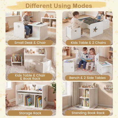 3 Pieces Kids Table and Chair Set Space-saving Toddler Table and 2 Chairs