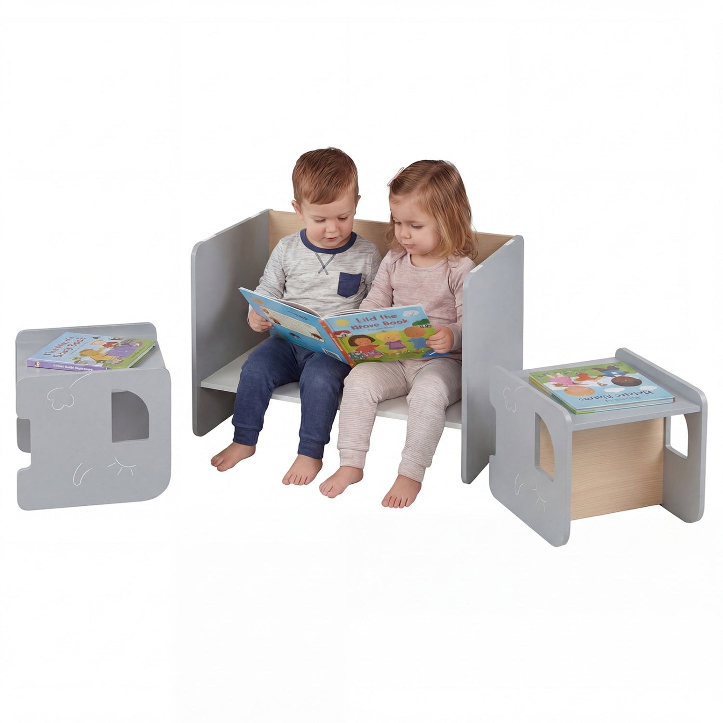 3 Pieces Kids Table and Chair Set with Space-saving Toddler Table and 2 Chairs