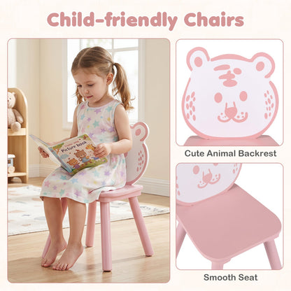 Kids Table and Chair Set with Animal Patterns, 3-Piece