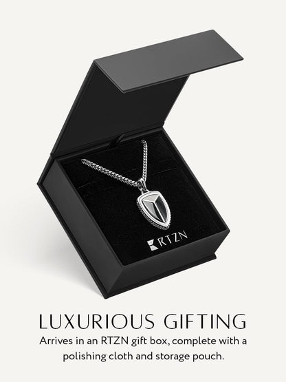 Black Onyx Shield Pendant Necklace