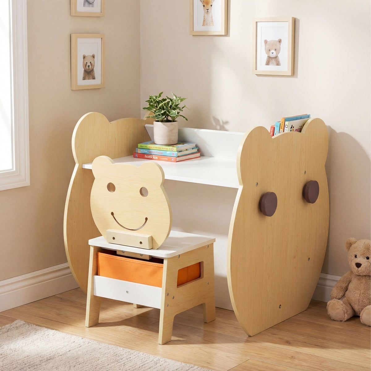 3-in-1 Kids Art Table and Chair with Storage and Reversible Whiteboard Chalkboard for Ages 3-10 Years Old-White