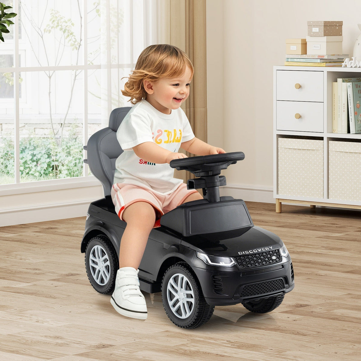 3 in 1 Push Car with Removable Handle and Guardrail for Kids 18-36 Months Old