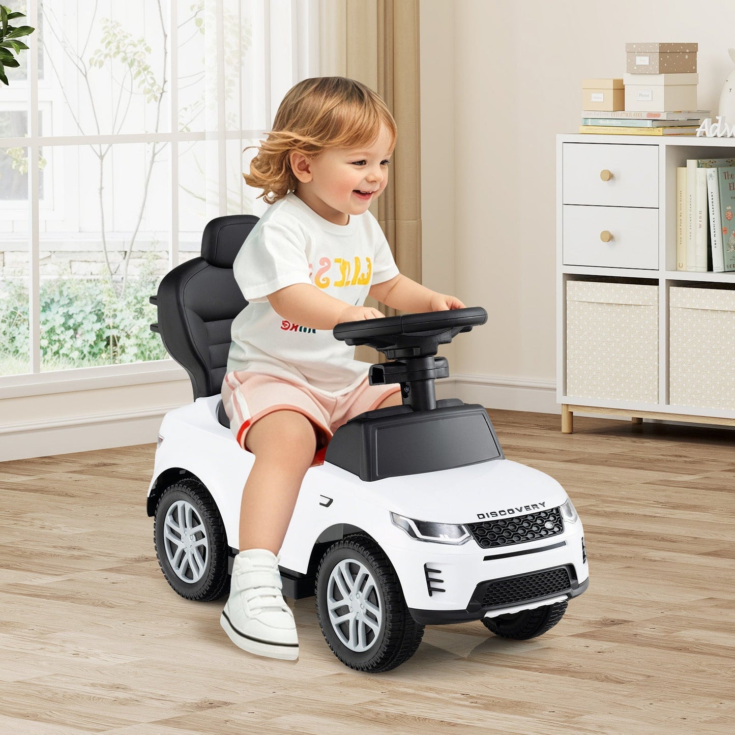 3 in 1 Push Car with Removable Handle and Guardrail for Kids 18-36 Months Old