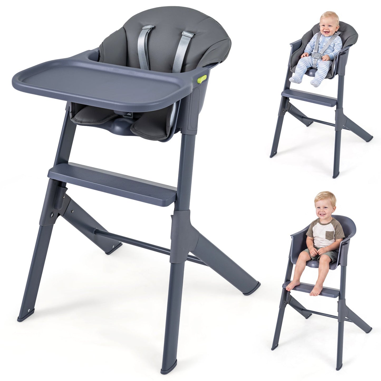 3-in-1 Washable Baby High Chair with Tray Footrest