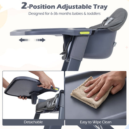 3-in-1 Washable Baby High Chair with Tray Footrest