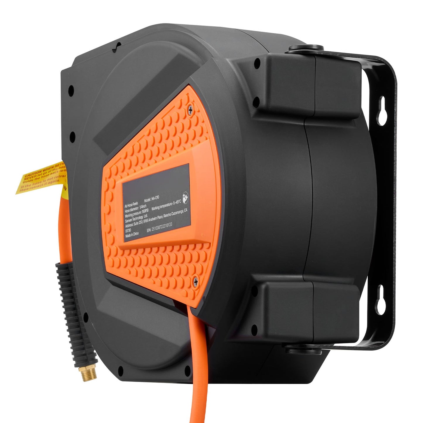 Retractable Air Hose Reel, 1/4 Inch x 50 FT Hybrid Air Hose Max 300PSI