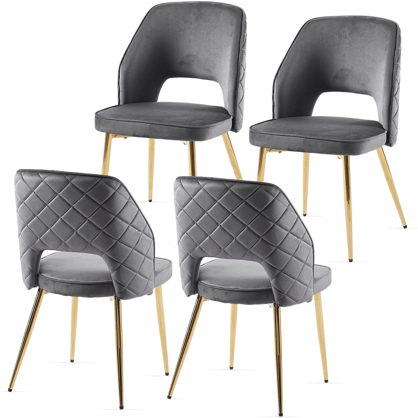 Dining Chairs With Metal Legs And Hollow Back Upholstered Dining Chairs