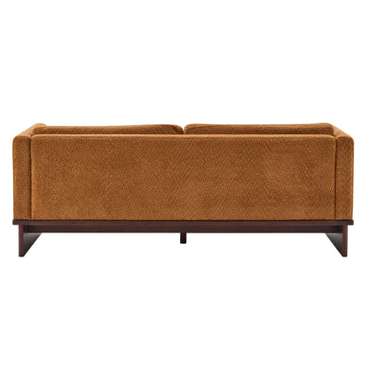77 in. Square Arm Modern 3 Seater Boucle Sofa Upholstered Couch with Solid Wood Base