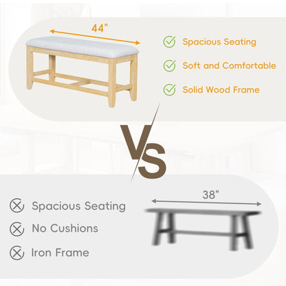 Artisanal 6-Piece Extendable Solid Wood Dining Set with Bench Seating
