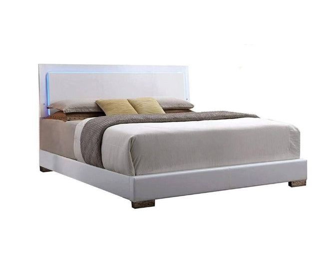 Lorimar White Faux Leather Panel Bed