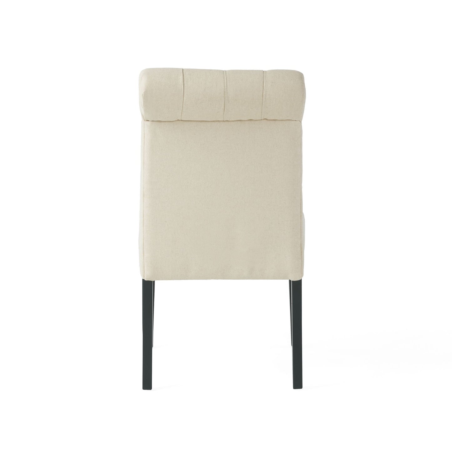 Dining Rolltop Chairs (Set of 2), Upholstered Armless Chair With Wood Leg - Ivory