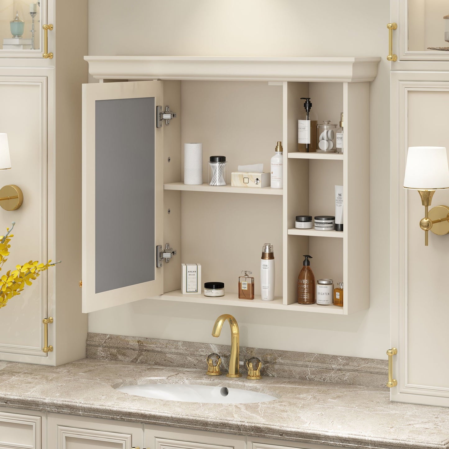 Wall Mounted Bathroom Storage Cabinet With Mirror Door