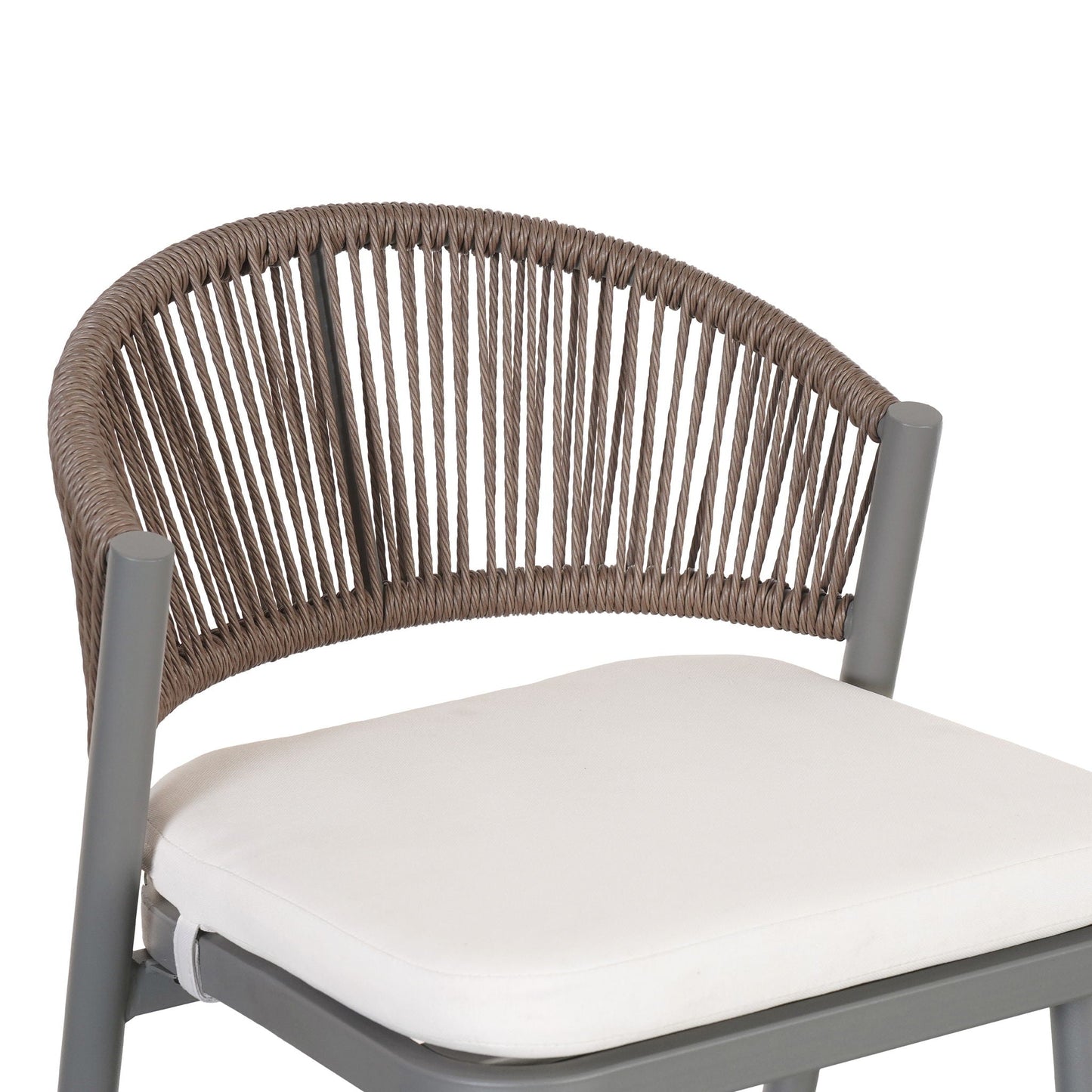 Outdoor Bar Height Metal Frame Counter Stools with Scallop-Shaped Backrest & Water-Resistant Cushions