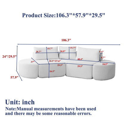 106.3-Inch V-Shaped Modular Sofa Set in Chenille Fabric
