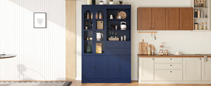 TOPMAX Freestanding Buffet With Hutch - Tall Kitchen Pantry Cabinet