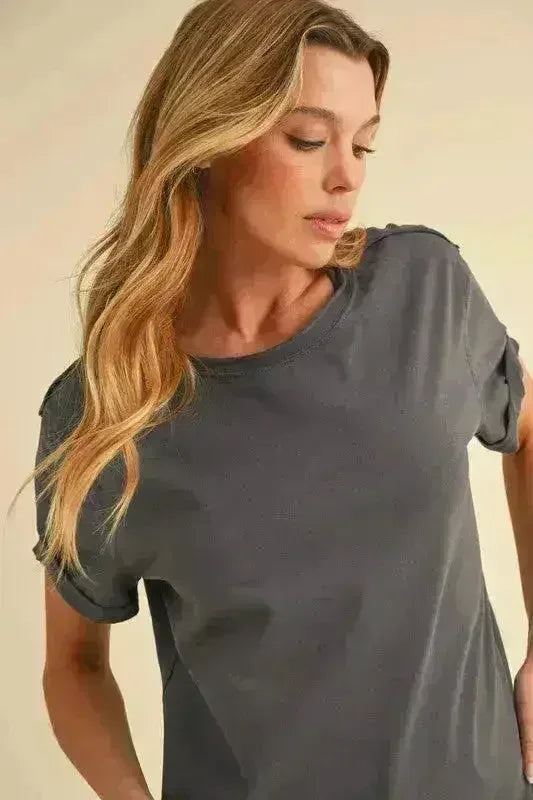 Exposed Seam T Shirt - Edgy Cotton Blend Tee | Femstylo