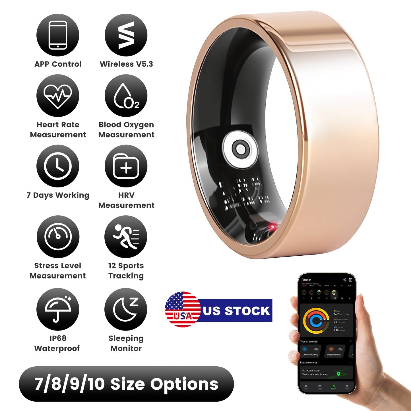 Smart Ring Health Tracker with Sleep & Fitness Monitoring