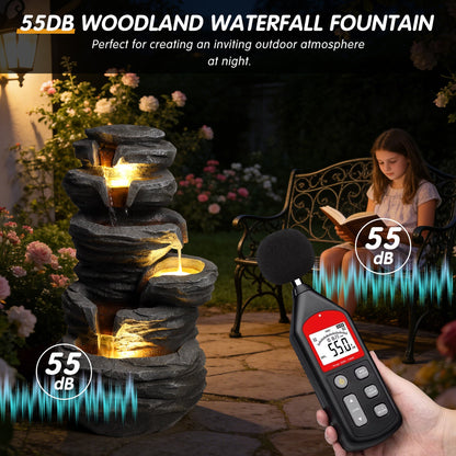 Outdoor Waterfall Fountain with Lights