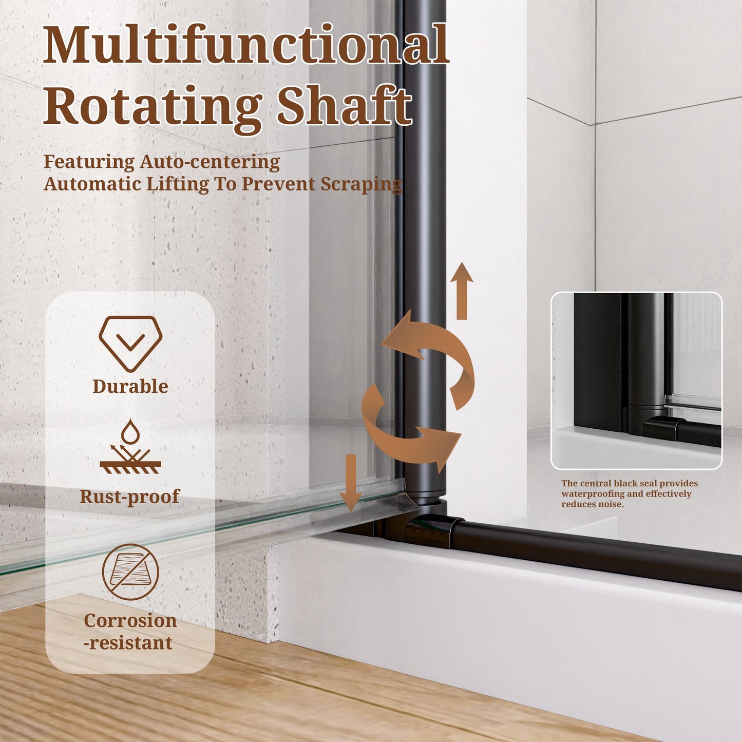 32" W x 72" H Semi-Frameless Circular Pivot Shower Door in Matte