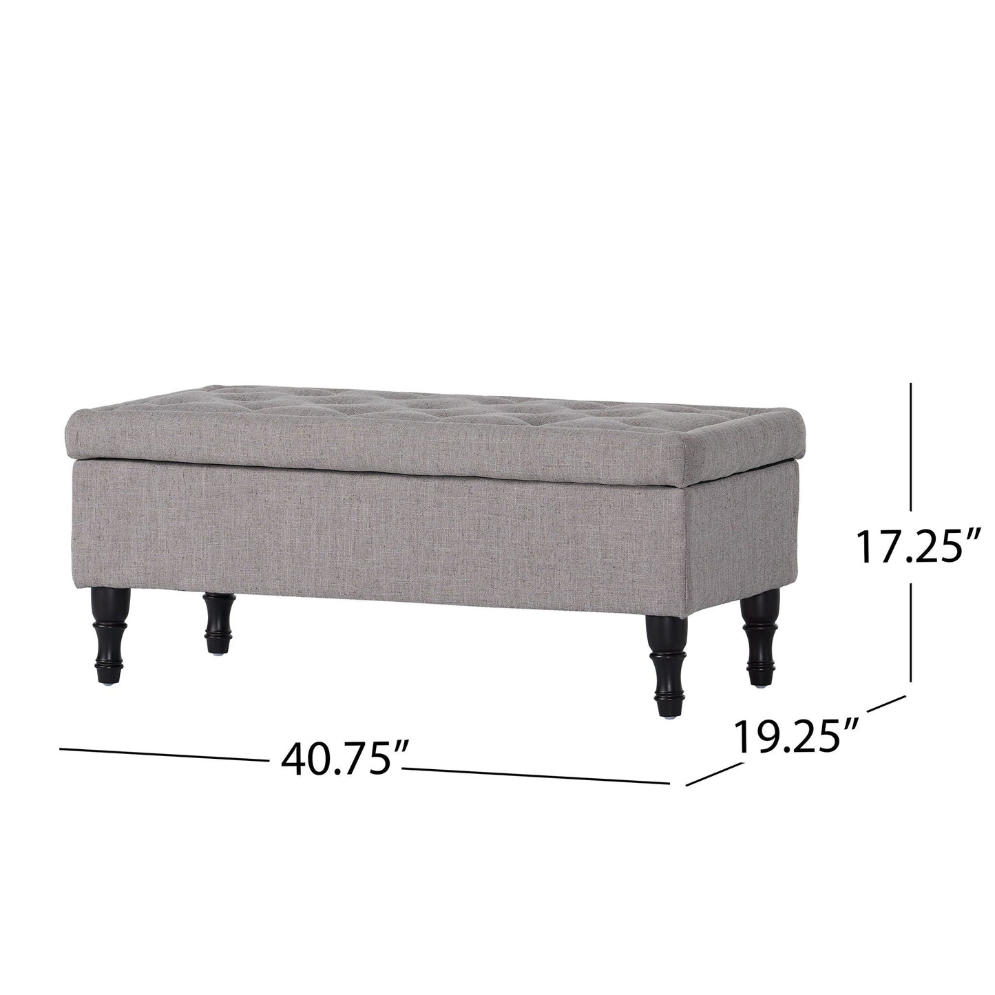 Dean Fabric Storage Wide Tufted Rectangle Ottoman - Gray