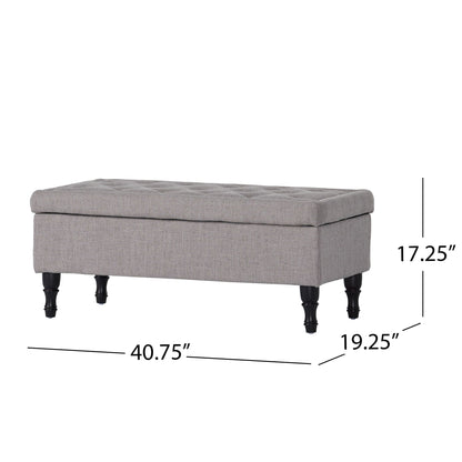 Dean Fabric Storage Wide Tufted Rectangle Ottoman - Gray