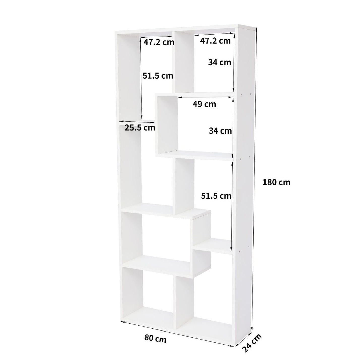 Asymmetrical Display Shelf & Bookcase, 5 Tier