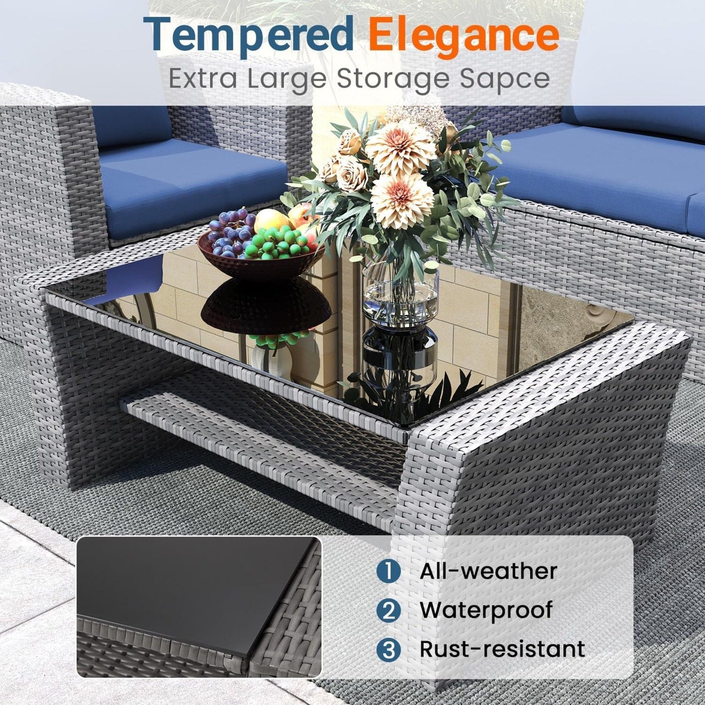 Modern Patio Set With Table And Cushions