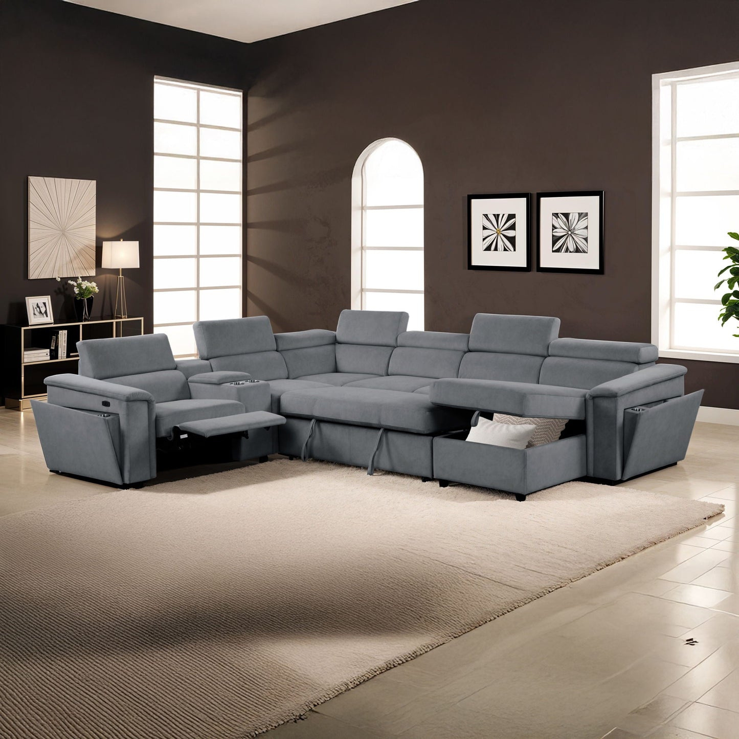Harvey - Power Recliner Sleeper Sectional