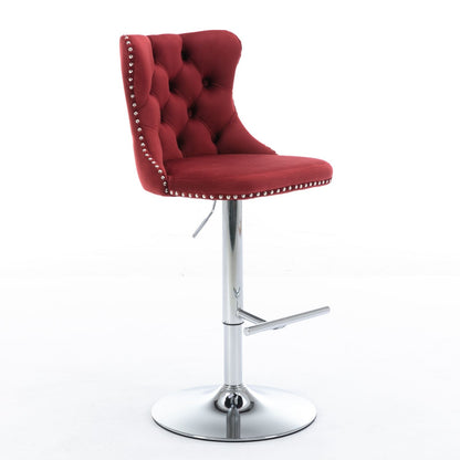 Swivel Barstools Adjusatble Seat Height From 25-33", Modern Upholstered Base Bar Stools With Backs Comfortable Tufted For Home Pub And Kitchen Island (Set of 2)